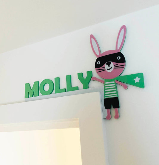 Bunny Custom Door Corner Name Sign