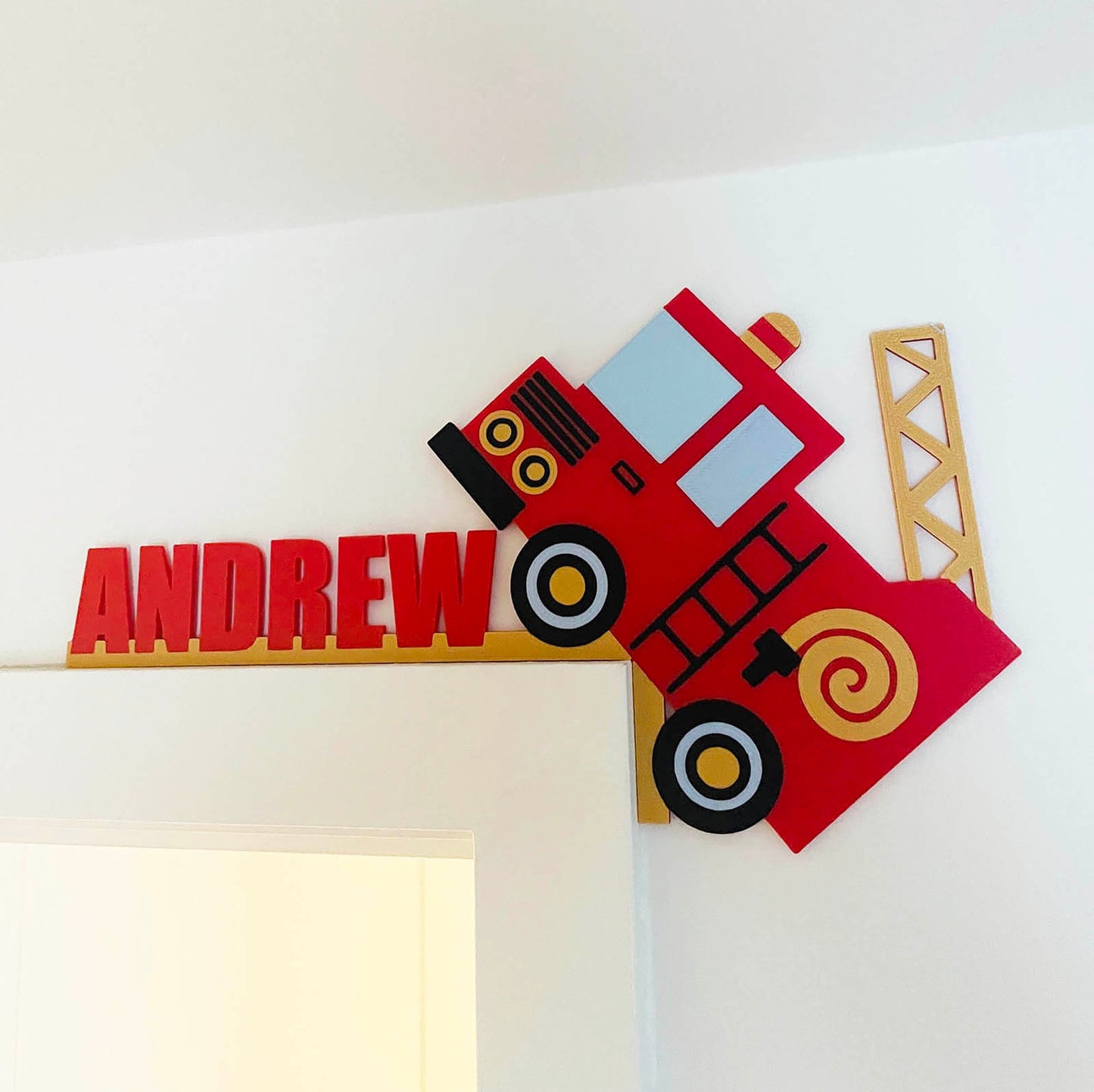 Fire Truck Custom Door Corner Name Sign