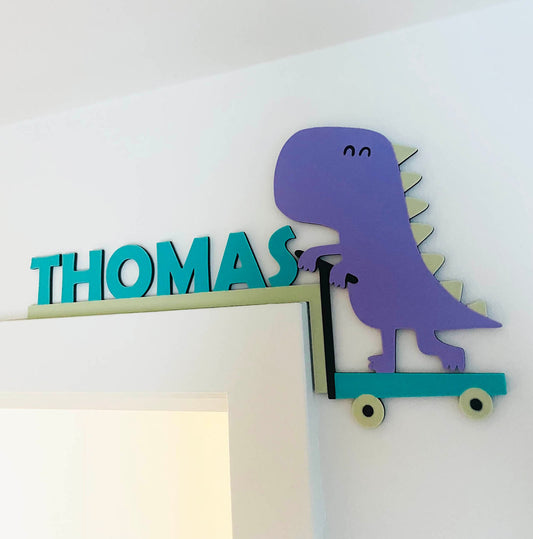 Dinosaur Custom Door Corner Name Sign