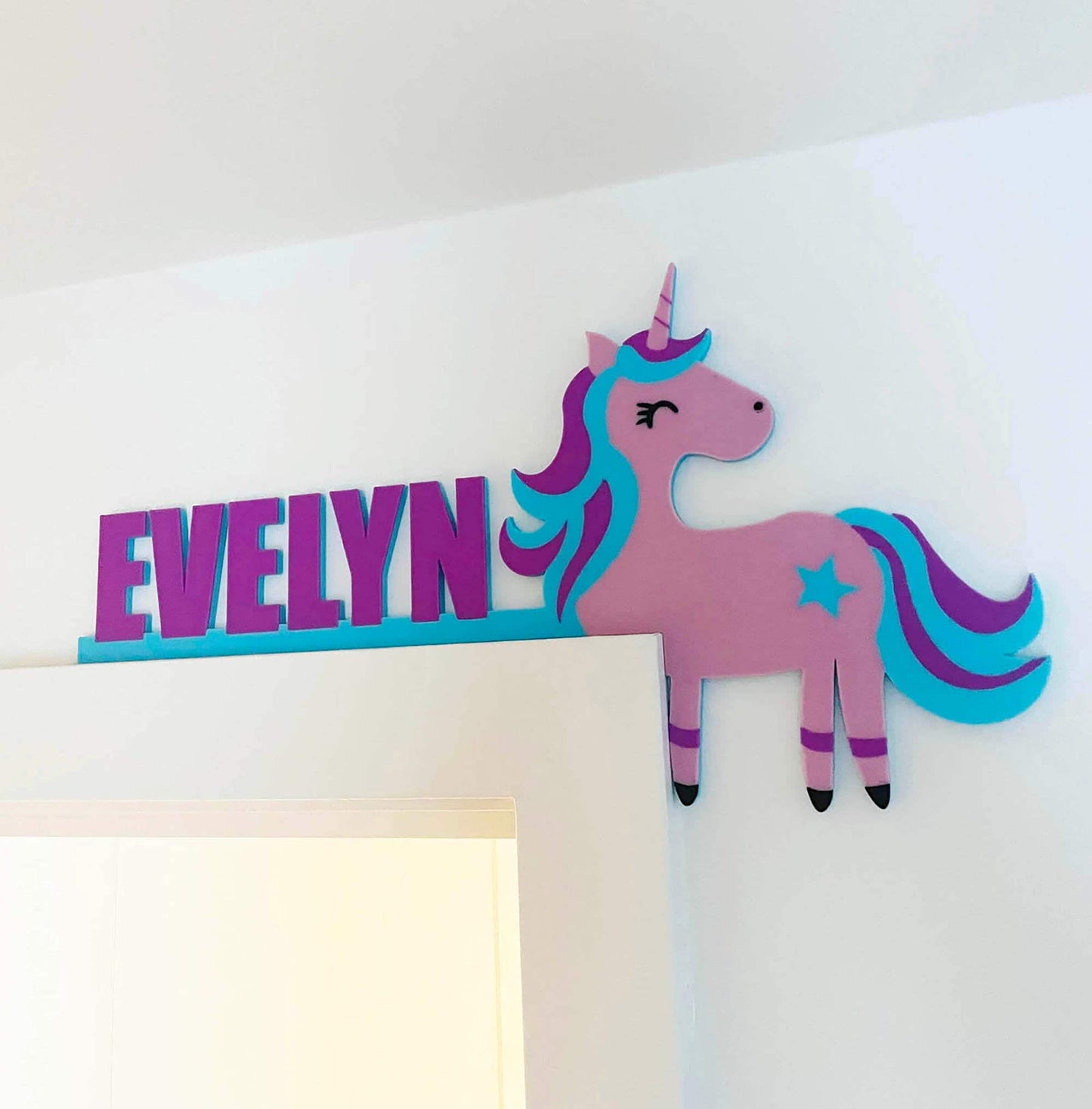 Unicorn Custom Door Corner Name Sign